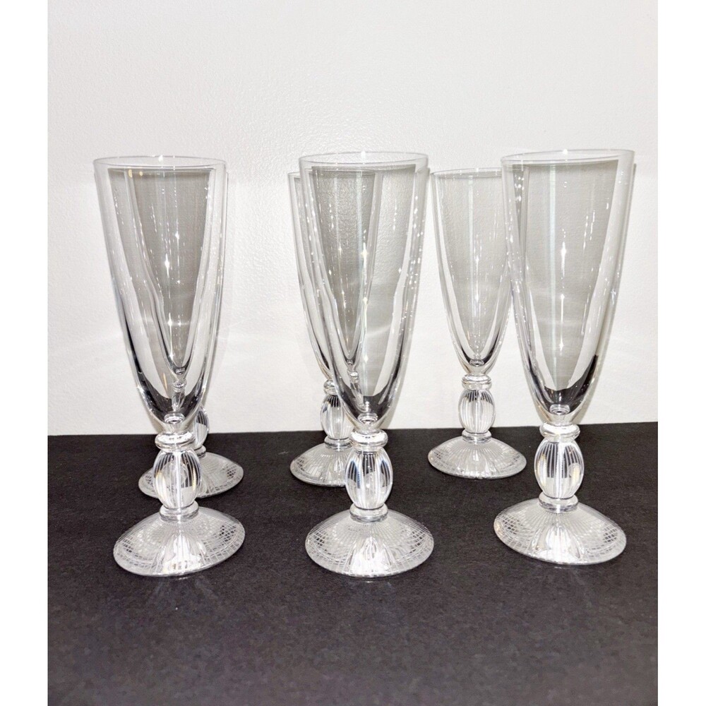 JG Durand set of 6 Crystal Champagne Flutes France